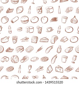 Food images. Background for printing, design, web. Usable as icons. Seamless. Binary color.