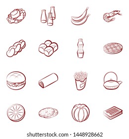 Food images. Background for printing, design, web. Usable as icons. Binary color.