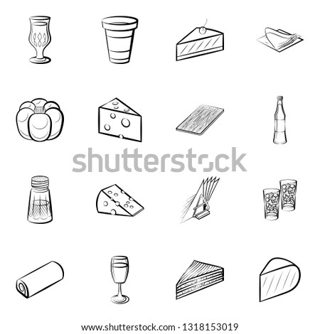 Food images. Background for printing, design, web. Monochrome binary, black and white.