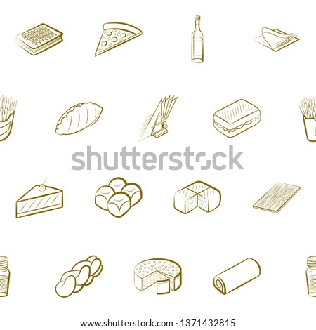 Food images. Background for printing, design, web. Usable as icons. Seamless. Binary color.