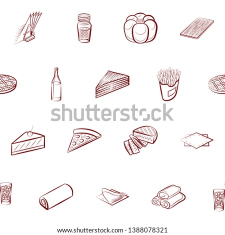 Food images. Background for printing, design, web. Usable as icons. Seamless. Binary color.