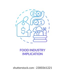 Icono de concepto de gradiente azul de la industria alimentaria. Agricultura. La interrupción de la cadena de suministro equivoca la idea abstracta de la ilustración de línea delgada. Dibujo de contorno aislado. Se usa una fuente Myriad Pro-Bold