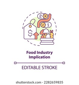 Food industry implication concept icon. Supply chain disruption mistake abstract idea thin line illustration. Isolated outline drawing. Editable stroke. Arial, Myriad Pro-Bold fonts used