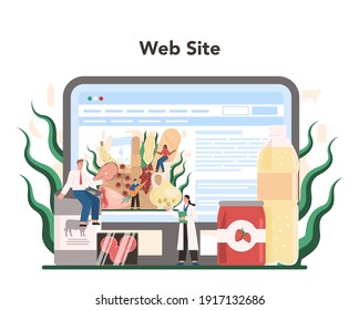 Food industry sector of the economy online service or platform. Light manufacturing and goods production. Website. Isolated flat vector illustration