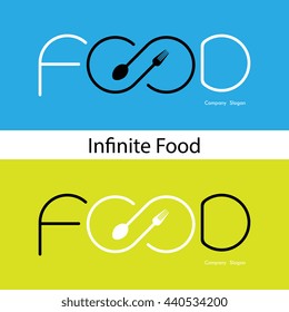 Food and infinity icon.Fork sign and spoon sign.Business or food and drink concept.Vector illustration.