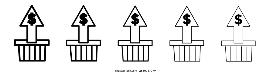 Icono de inflación de alimentos ilustración plana set logo
