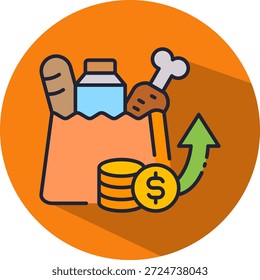 Icono de inflación de alimentos Ilustración vectorial isométrica