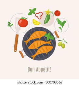 Food infographic.Flat style. Fish infographic. 