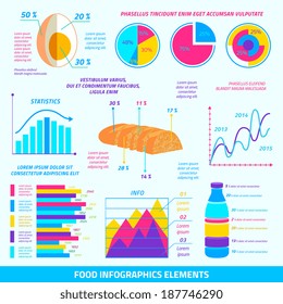 Food infographics flat design elements of agricultural charts and graphs vector illustration
