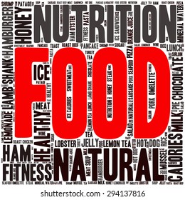 food  info-text graphics and arrangement concept (word cloud)