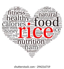 food  info-text graphics and arrangement concept (word cloud)