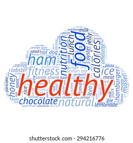 food  info-text graphics and arrangement concept (word cloud)