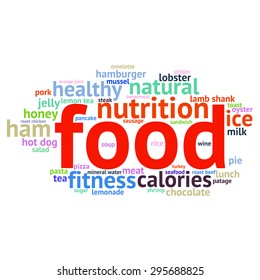 food  info-text graphics and arrangement concept (word cloud)