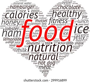 food  info-text graphics and arrangement concept (word cloud)