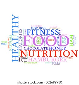 food  info-text graphics and arrangement concept (word cloud)