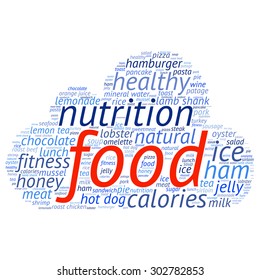 food  info-text graphics and arrangement concept (word cloud)