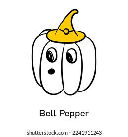 Food ingredient, hand drawn icon of bell pepper 