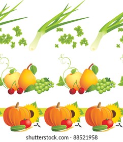 Food ingredients. Decorative borders. Vector