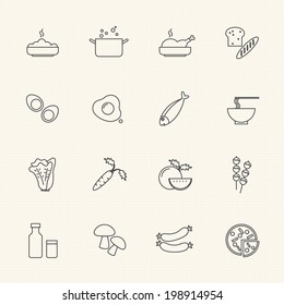 Food and ingredients icons set, Line icon