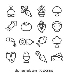 food ingredients line icon set vector raw material vegetable