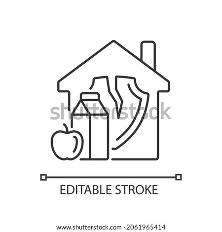 Food insecurity linear icon. Poverty and climate change are causes of meal insecurity. Thin line customizable illustration. Contour symbol. Vector isolated outline drawing. Editable stroke