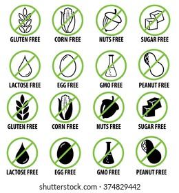 Food intolerance icon set