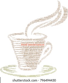 Food Intolerances word cloud on a white background. 