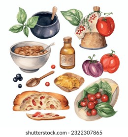 Food isolated on background pattern vector graphics realistic texture for packaging, design, pattern for textile