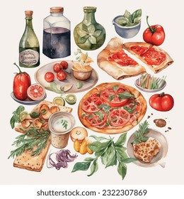 Food isolated on background pattern vector graphics realistic texture for packaging, design, pattern for textile