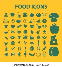 iconos web aislados de alimentos, signos, ilustraciones conjunto de diseño de concepto, vector