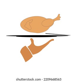food item chicken fry with plate hand icon vector design illustration