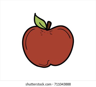 Food items - Apple. Vector doodle illustration in eps10