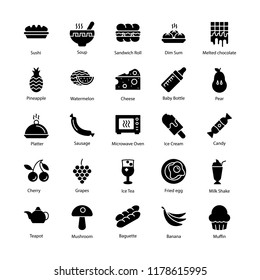Food Items Glyph Icons Pack 