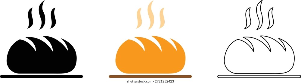Food items icons set bread variations