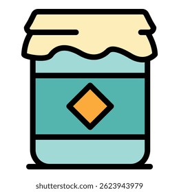 Food jar icon. Outline food jar vector icon color flat isolated