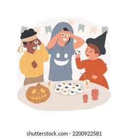 Food Jokes Isolated Cartoon Vector Illustration. Happy Kids Playing Tricks During Party With Sweets, Halloween Food Jokes, Having Fun Together, Public Holiday Celebration Vector Cartoon.