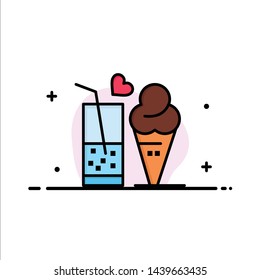 Food, Juice, Glass, Ice Cream, Cone Business Logo Template. Flat Color