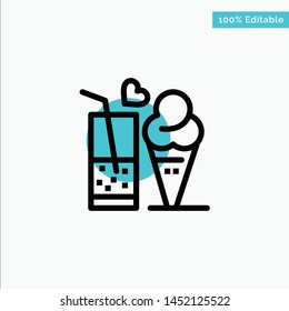 Food, Juice, Glass, Ice Cream, Cone turquoise highlight circle point Vector icon