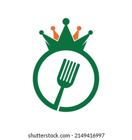 Food kingdom vector logo design. Royal food logo concept.