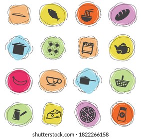 Food and kitchen color vector icons for web and user interface