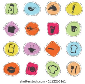 Food and kitchen color vector icons for web and user interface