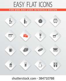Food and kitchen easy flat web icons for user interface design