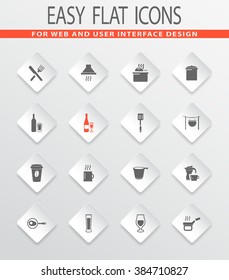 Food and kitchen easy flat web icons for user interface design