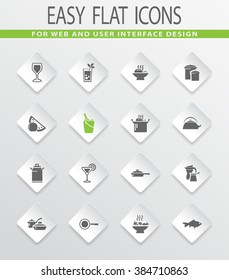 Food and kitchen easy flat web icons for user interface design