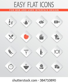 Food and kitchen easy flat web icons for user interface design