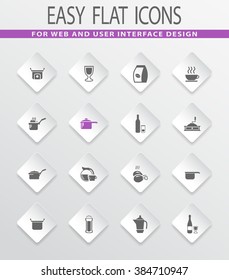 Food and kitchen easy flat web icons for user interface design
