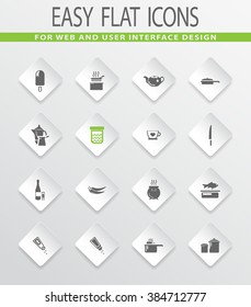 Food and kitchen easy flat web icons for user interface design
