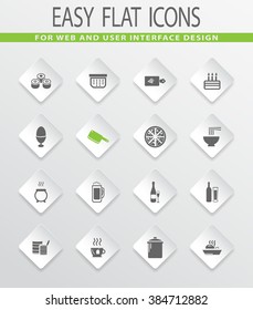 Food and kitchen easy flat web icons for user interface design