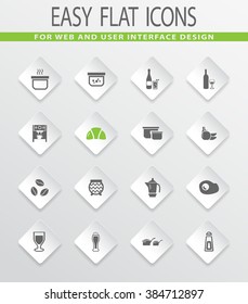 Food and kitchen easy flat web icons for user interface design