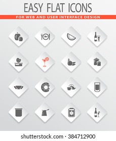 Food and kitchen easy flat web icons for user interface design